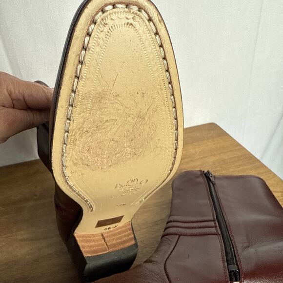 Besserro Ankle Dress Boots Men's 7.5 Goat Leather Dark Red Wine Burgundy Heeled - Picture 9 of 14